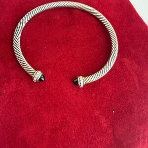 David Yurman Silver Bracelet with Black Accents